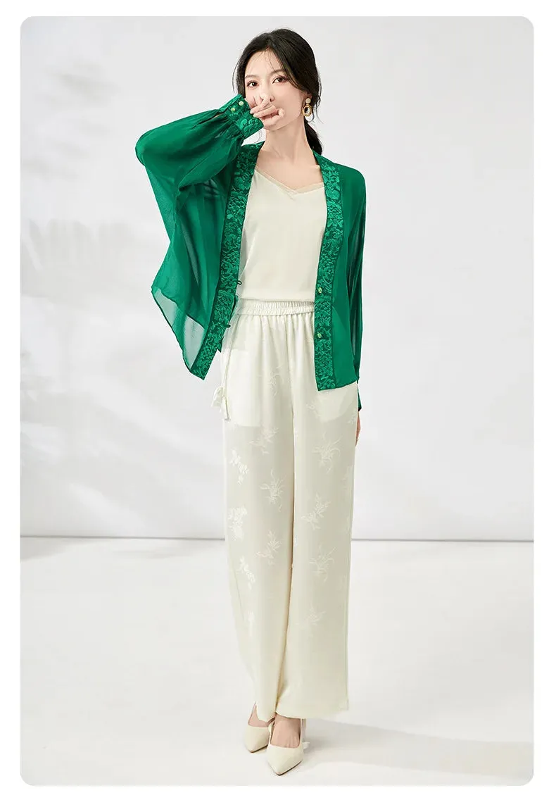 Versatile Real Silk Embroidery Blouse