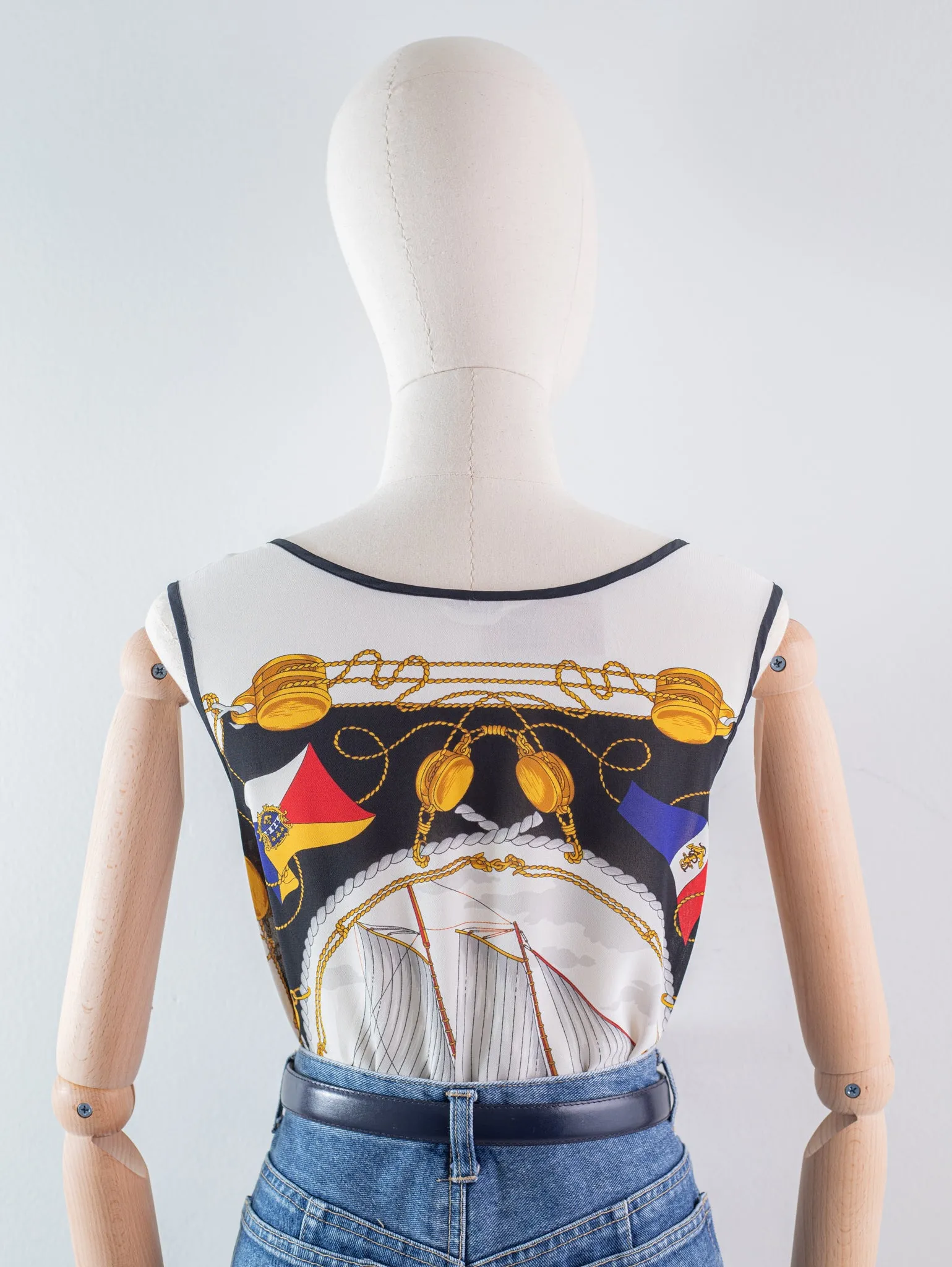 Vintage Chiffon Sleeveless Round Neck White Blouse