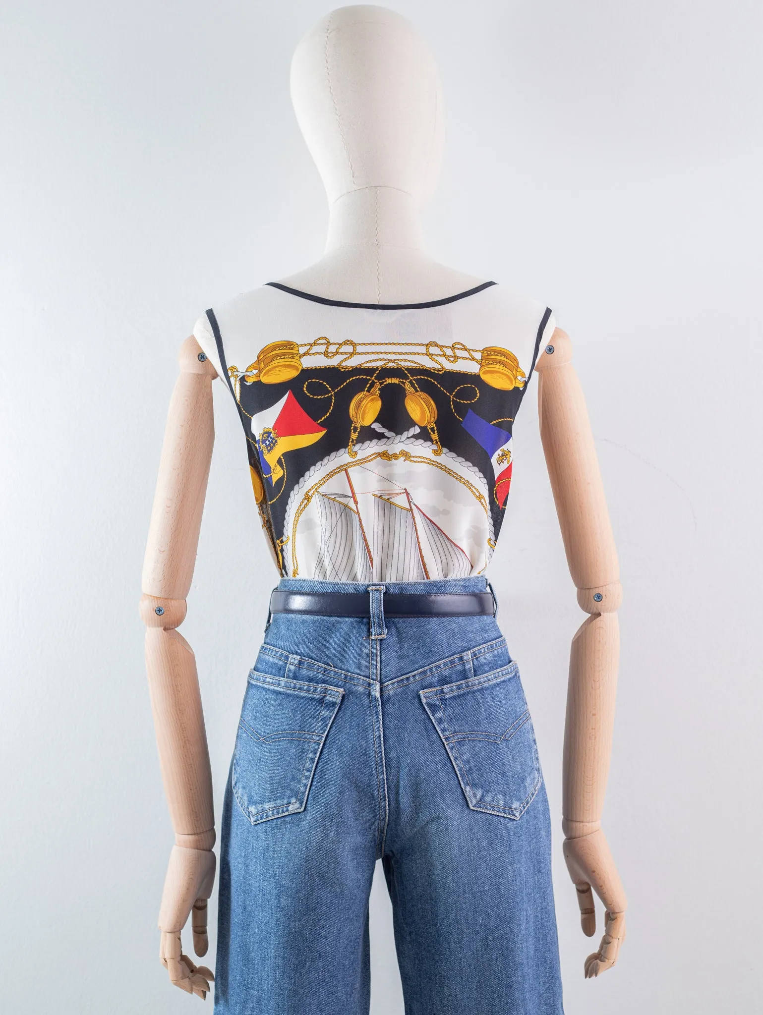 Vintage Chiffon Sleeveless Round Neck White Blouse