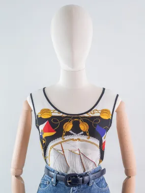 Vintage Chiffon Sleeveless Round Neck White Blouse