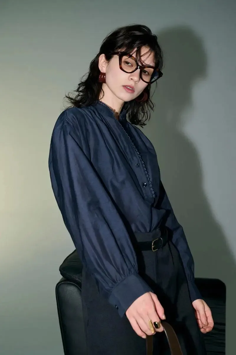 Vintage Stand Collar Button Up Shirt