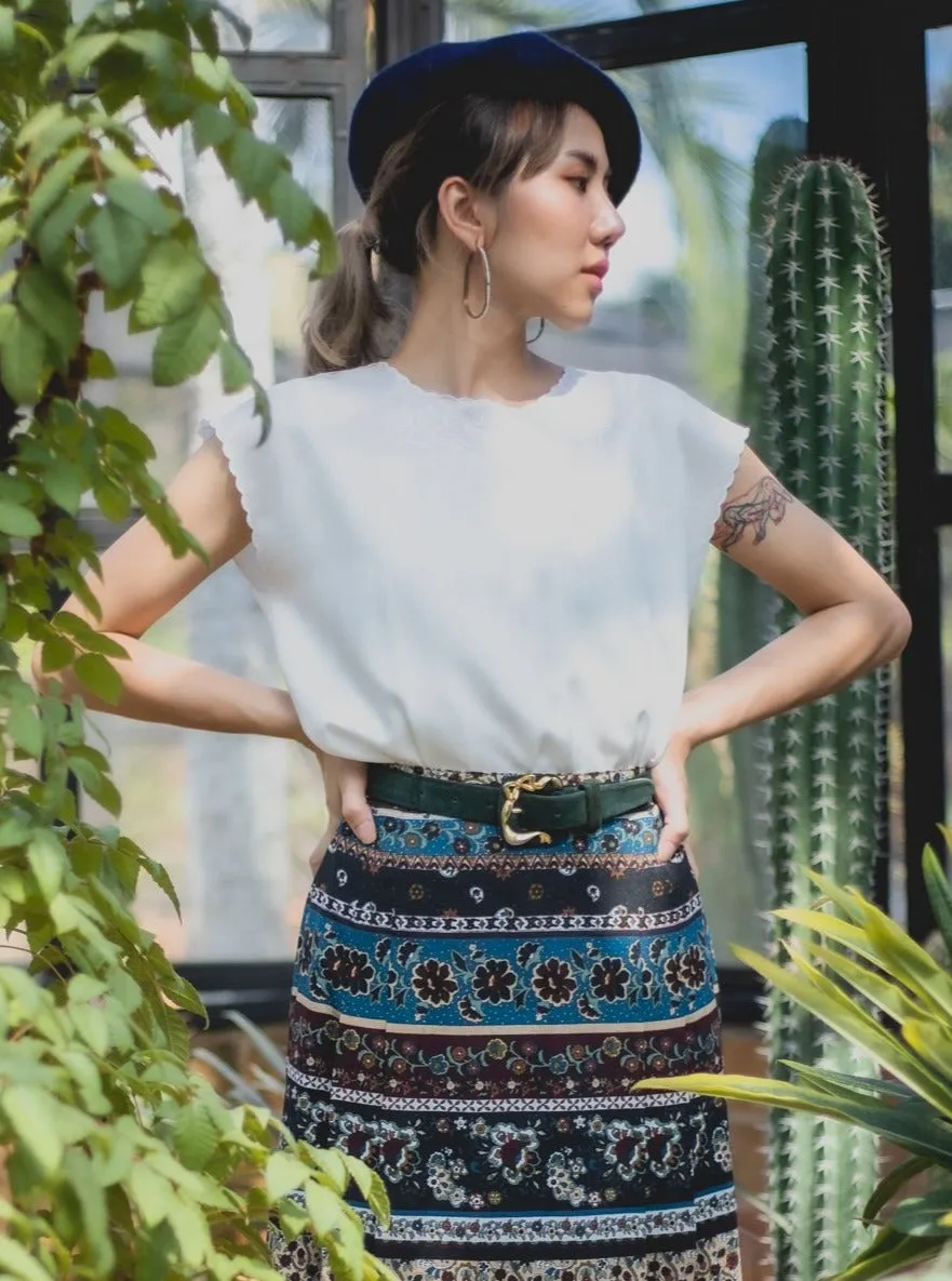 Vintage White Soft Cotton Sleeveless Blouse