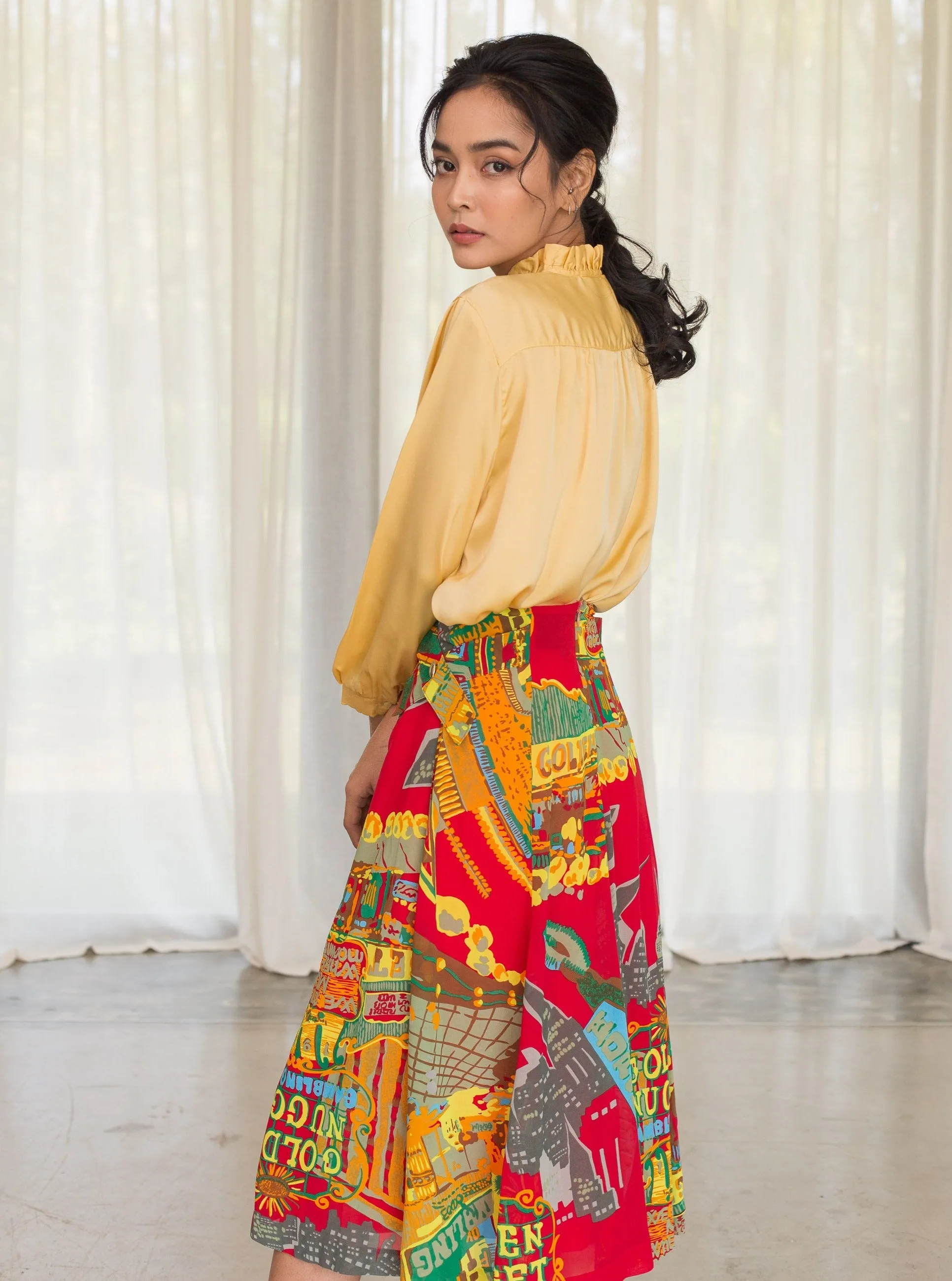 Vintage Yellow Silk Intricate Embroidery Full Sleeved Blouse