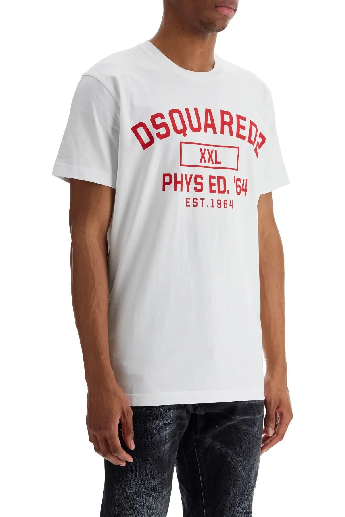 WHITE COTTON T-SHIRT WITH PHYS ED. '64 LOGO