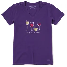 Women's I Need Wine Glasses Short-Sleeve Vee - Deep Purple
